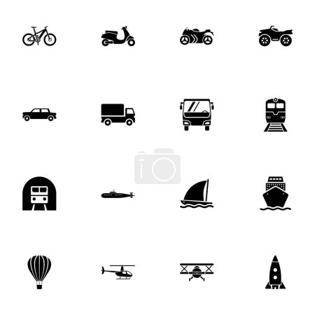 Foto de Icono de transporte - Ampliar a cualquier tamaño - Cambiar a cualquier color. Vector plano perfecto Contiene iconos tales como bicicleta, bicicleta, barco, autobús, coche, caravana, ferrocarril, cohete, moto, camión, scooter, nave espacial - Imagen libre de derechos