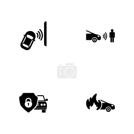 Foto de Seguridad Automática. Un conjunto de cuatro iconos sólidos negros aislados sobre un fondo blanco. - Imagen libre de derechos
