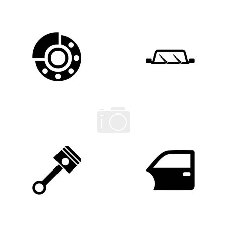Ilustración de Auto. Un conjunto de cuatro iconos sólidos negros aislados sobre un fondo blanco. - Imagen libre de derechos