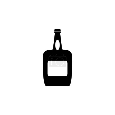 Foto de Botella de vidrio de bebida alcohólica, whisky, Bourbon, licor, Brandy Cognac icono de vector plano. Símbolo sólido simple aislado sobre fondo blanco - Imagen libre de derechos