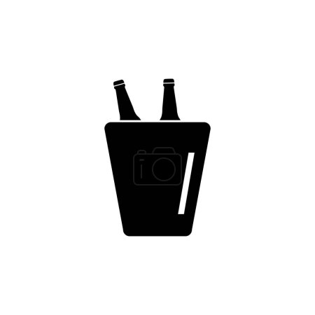 Foto de Cubo con hielo y champán Botellas icono de vector plano. Símbolo sólido simple aislado sobre fondo blanco - Imagen libre de derechos