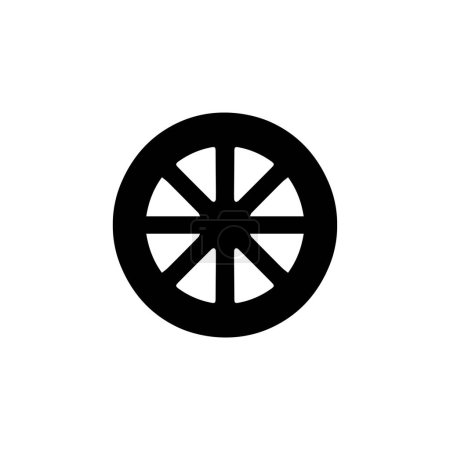 Téléchargez les illustrations : Panier Roue vecteur plat icône. Symbole solide simple isolé sur fond blanc - en licence libre de droit