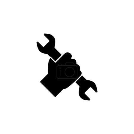 Hand holding Wrench flat vector icon. Simple solid symbol isolated on white background