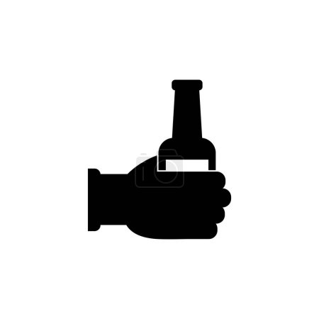 Foto de Mantenga la mano botella cerveza icono vector plano. Símbolo sólido simple aislado sobre fondo blanco - Imagen libre de derechos