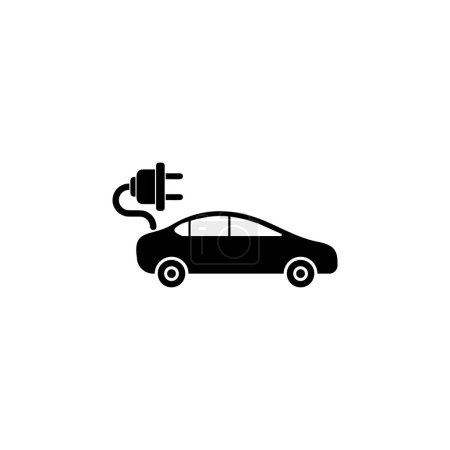 Téléchargez les illustrations : Electro voiture vecteur plat icône. Symbole solide simple isolé sur fond blanc - en licence libre de droit