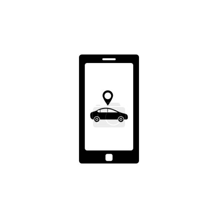 Smartphone mit flachem Vektor-Symbol von Taxi Service. Einfaches massives Symbol isoliert auf weißem Hintergrund