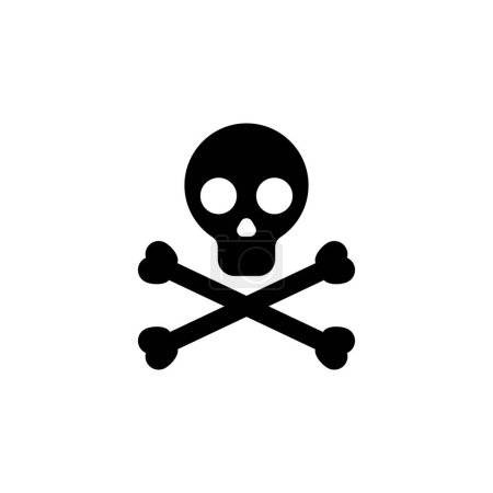 Illustration for Crossbones. Death Skull flat vector icon. Simple solid symbol isolated on white background - Royalty Free Image