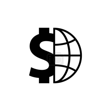 Foto de Globo con icono de vector plano dólar. Símbolo sólido simple aislado sobre fondo blanco - Imagen libre de derechos