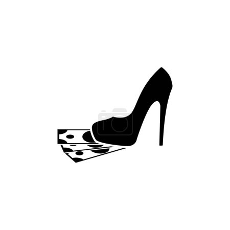 Prostitution. Culotte femme avec icône vectorielle plat d'argent. Symbole solide simple isolé sur fond blanc
