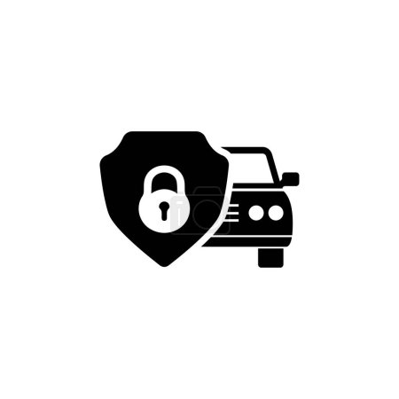Ilustración de Icono de vector plano Safe Car Shield. Símbolo sólido simple aislado sobre fondo blanco - Imagen libre de derechos