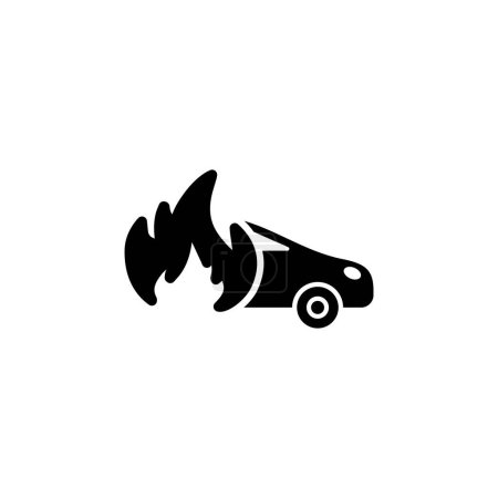 Illustration for Burning Fire Car flat vector icon. Simple solid symbol isolated on white background - Royalty Free Image