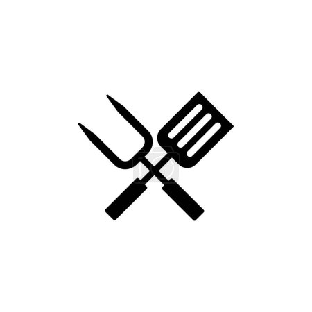 Foto de BBQ Grill Tools. Tenedor de barbacoa cruzado con espátula icono vector plano. Símbolo sólido simple aislado sobre fondo blanco - Imagen libre de derechos