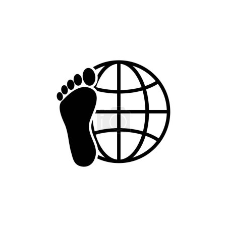 Explorador alrededor del mundo. Icono de vector plano Tierra y Pie. Símbolo sólido simple aislado sobre fondo blanco