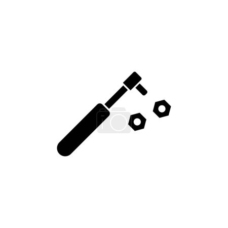 Ratchet Wrench and Nuts flat vector icon. Simple solid symbol isolated on white background