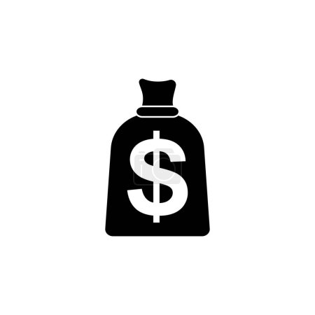 Téléchargez les illustrations : Money Bag icône vectorielle plate. Symbole solide simple isolé sur fond blanc - en licence libre de droit
