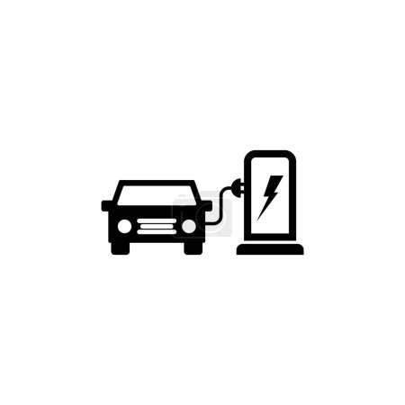 Estación de carga de coche eléctrico icono de vector plano. Símbolo sólido simple aislado sobre fondo blanco