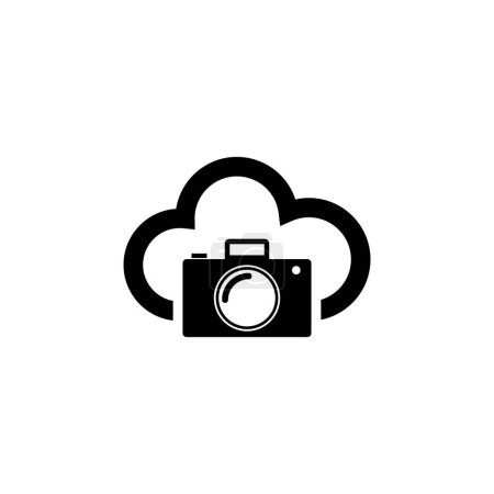 Téléchargez les illustrations : Cloud Photo Storage icône vectorielle plate. Symbole solide simple isolé sur fond blanc - en licence libre de droit
