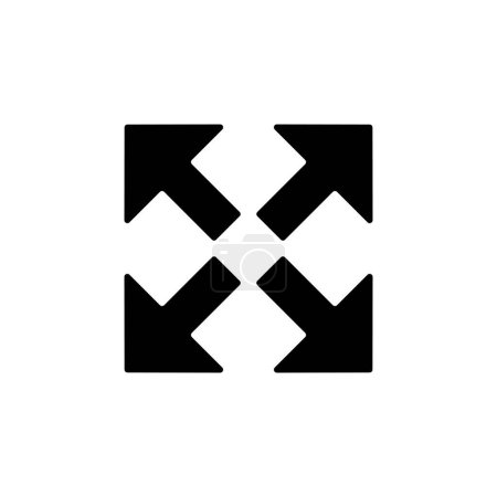 Vier Pfeile flaches Vektorsymbol. Einfaches massives Symbol isoliert auf weißem Hintergrund