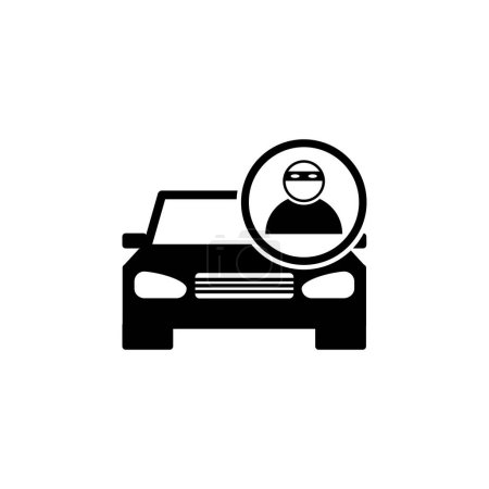 Téléchargez les illustrations : Icône vectorielle plate Voleur de voiture. Symbole solide simple isolé sur fond blanc - en licence libre de droit
