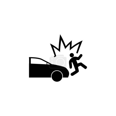 Car Knock Down Fußgänger flache Vektorsymbol. Einfaches massives Symbol isoliert auf weißem Hintergrund
