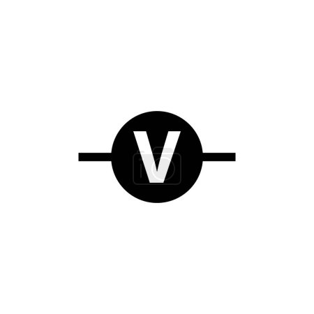 Electric Circuit Voltmeter flacher Vektor Symbol. Einfaches massives Symbol isoliert auf weißem Hintergrund