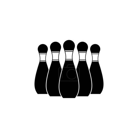 Bowling Pins flaches Vektorsymbol. Einfaches massives Symbol isoliert auf weißem Hintergrund