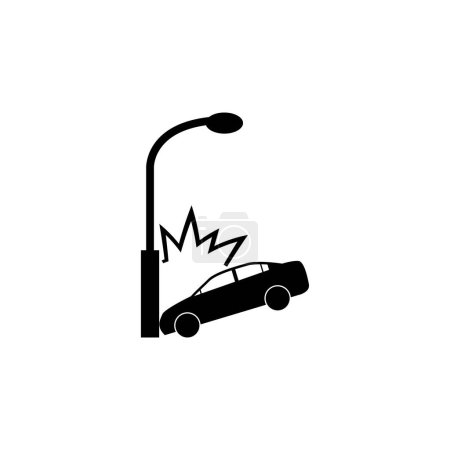 Illustration for Car Crashed into Lamp Post flat vector icon. Simple solid symbol isolated on white background - Royalty Free Image