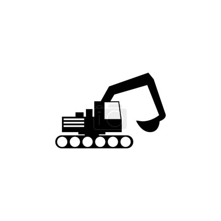 Illustration for Excavator. Loader Tractor. Crawler Excavator. Crawling Digger flat vector icon. Simple solid symbol isolated on white background - Royalty Free Image