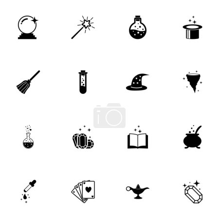 Magic icon - Expand to any size - Change to any colour. Perfect Flat Vector Contains such Icons as witch hat, fortune telling ball, love poison bottle, aladdin lamp, wizard wand, gems, potion, broom
