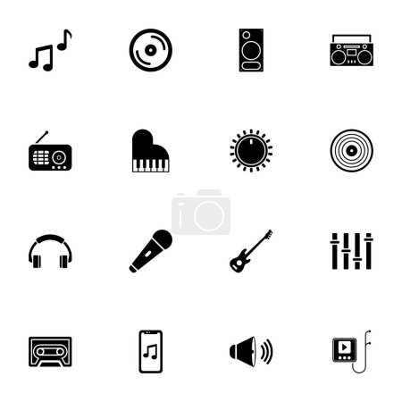 Icône de musique - Élargir à n'importe quelle taille - Modifier à n'importe quelle couleur. Perfect Flat Vector Contient des icônes telles que notes, écouteurs, boombox, guitare, microphone, bande audio, disque vinyle, piano, radio, égaliseur, c.