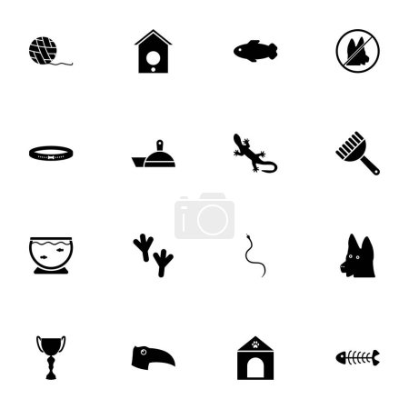 Pets icon - Expand to any size - Change to any colour. Perfect Flat Vector Contains such Icons as dog, ball, snake, cage, aquarium, lizard, house, bird, paw, collar, fish, birdhouse, doghouse, cup