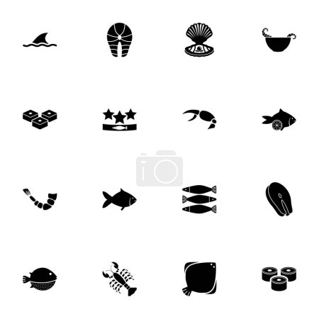Foto de Icono de mariscos - Ampliar a cualquier tamaño - Cambiar a cualquier color. Perfect Flat Vector Contiene iconos como filete de salmón, sushi, sopa, caviar, pescado a la parrilla, cáscara, ostra, cangrejo, mariscos, pulpo, langosta - Imagen libre de derechos