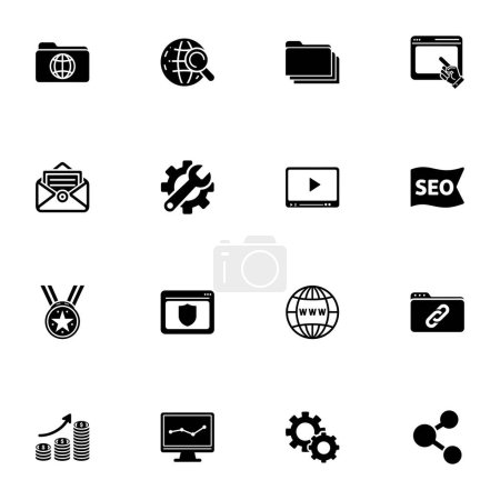 Foto de Icono de Seo - Ampliar a cualquier tamaño - Cambiar a cualquier color. Vector plano perfecto Contiene iconos tales como búsqueda, ordenador, Internet, optimización, sitio web, correo, globo, enlace, referencia, objetivo, rendimiento - Imagen libre de derechos