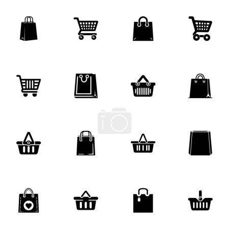 Foto de Icono de las bolsas de compras - Ampliar a cualquier tamaño - Cambiar a cualquier color. Vector plano perfecto Contiene iconos tales como cesta, carro, caja de cartón, comercialización, paquete, paquete de papel, carro de supermercado y más - Imagen libre de derechos