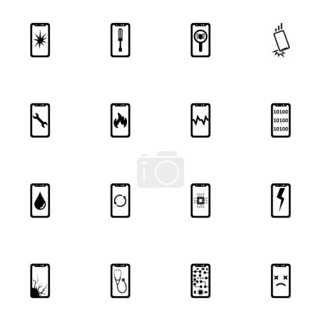 Ilustración de Smartphone Reparar icono - Ampliar a cualquier tamaño - Cambiar a cualquier color. Vector plano perfecto Contiene iconos como teléfono crack, pantalla rota, refactorización, pantalla fija, gadget de sobrecalentamiento, reacondicionado - Imagen libre de derechos