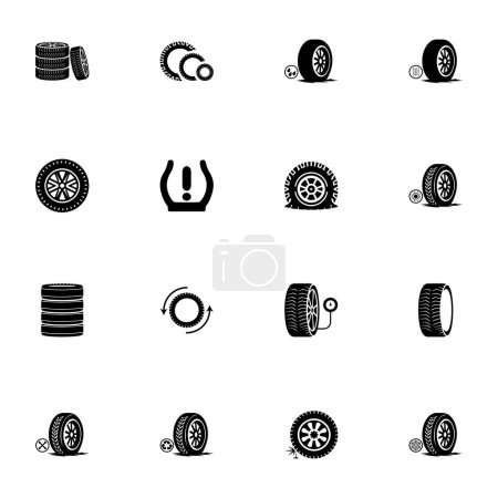 Illustration for Tires icon - Expand to any size - Change to any colour. Perfect Flat Vector Contains such Icons as car, winter, rubber, puncture, repair, studded wheel, pressure, race, transportation, speed, auto - Royalty Free Image