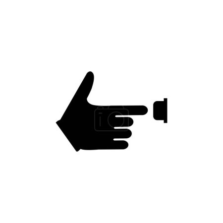 Téléchargez les illustrations : Doigt appuyant sur la sonnette, Push Door Bell icône vectorielle plat. Symbole solide simple isolé sur fond blanc. Doigt pressant la sonnette, modèle de conception de signe de poussée pour l'élément mobile d'interface utilisateur Web - en licence libre de droit