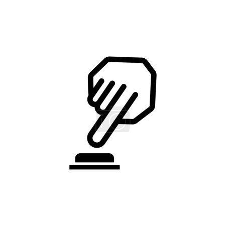 Ilustración de Pulsando el dedo botón, pulsador icono de vector plano. Símbolo sólido simple aislado sobre fondo blanco. Pulsador de dedo, Plantilla de diseño de signo de botón para elemento de interfaz de usuario web y móvil - Imagen libre de derechos