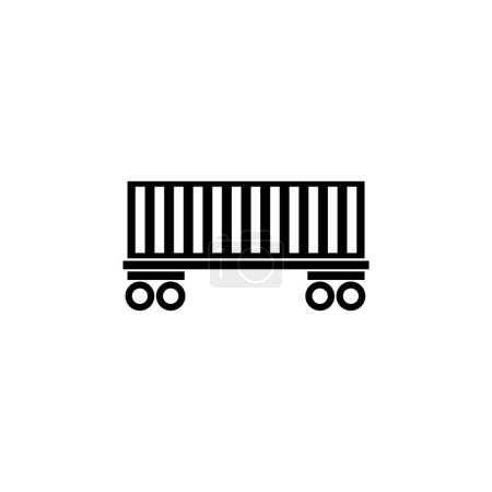 Téléchargez les illustrations : Wagon de fret, voiture de chemin de fer icône vectorielle plat. Symbole solide simple isolé sur fond blanc. Cargo Wagon, Rail Modèle de conception de panneau de voiture pour élément web et mobile UI - en licence libre de droit