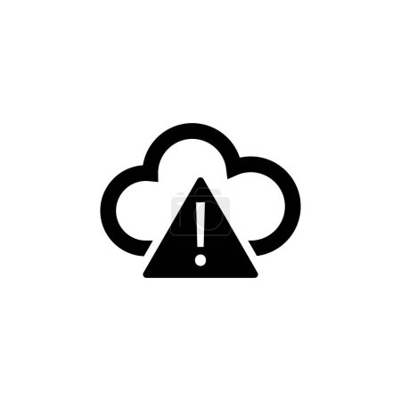 Warnung Cloud Computing, Ddos Attack flache Vektor-Symbol. Einfaches massives Symbol isoliert auf weißem Hintergrund. Warnung Cloud Computing, Ddos Attack Sign Design Template für Web und mobiles UI Element