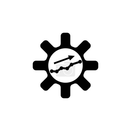 Productivity, Gear Cog with Growing Graph flat vector icon. Simple solid symbol isolated on white background. Productivity, Gear Cog with Graph sign design template for web and mobile UI element