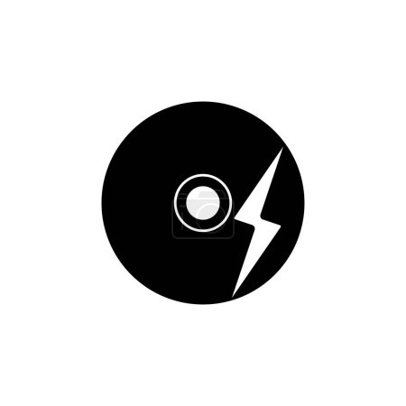 CD-Brenner, Disc mit flachem Blitz-Vektorsymbol. Einfaches massives Symbol isoliert auf weißem Hintergrund. CD-Brenner, Disc mit Lightning-Zeichen-Design-Vorlage für Web- und mobile UI-Elemente