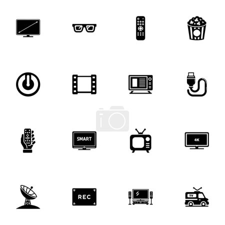 Foto de Icono de TV - Ampliar a cualquier tamaño - Cambiar a cualquier color. Perfect Flat Vector Contiene iconos tales como cable, palomitas de maíz, televisión, cámara de vídeo, antena, grabación, antena parabólica, película, radiodifusión, enchufe - Imagen libre de derechos