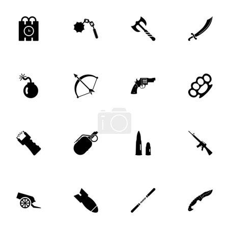 Weapon icon - Expand to any size - Change to any colour. Perfect Flat Vector Contains such Icons as gun, bullet, cannon, shotgun, revolver, knuckles, arbalest, knife, ax, scimitar, grenade, handgun