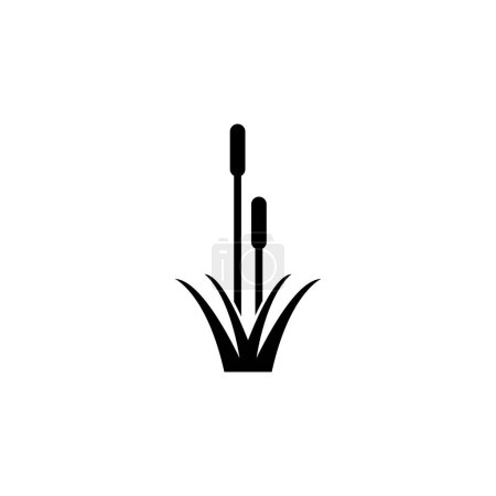 Reed, Cattail, Cane Solid Flat Vector Icon Isolated on White Background.