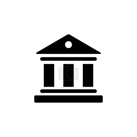 Bank Building Solid Flat Vector Icon Isolated on White Background.