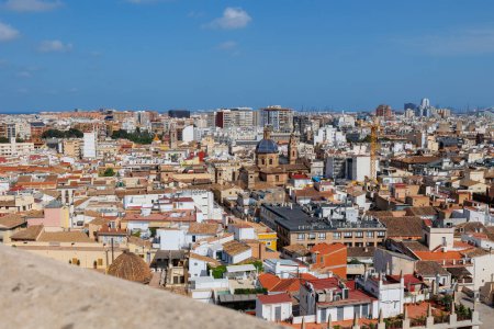 Photo for View of the Panorama and Houses of Valencia from the Top of the Miguelete Tower, Valencia, Spain. - Royalty Free Image