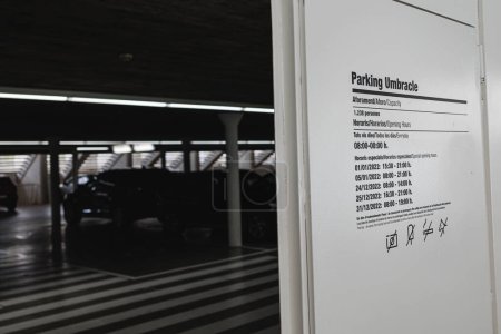 Photo for Map of the Underground Parking lot of the Umbracle Modern Building in Valencia, Spain. - Royalty Free Image