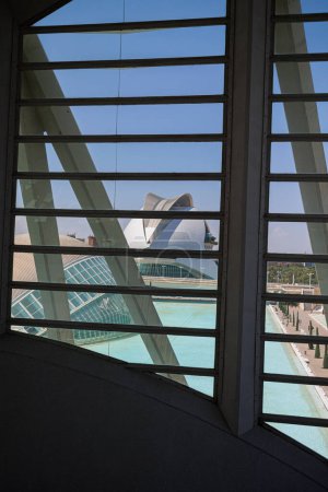 Photo for View from inside the Modern Architecture of Arts and Sciences Building in Valencia, Spain. - Royalty Free Image