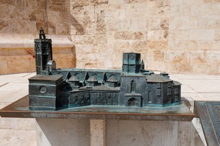 Photo for Miniature Bronze Reproduction of the Valencia Cathedral and Micalet Tower. - Royalty Free Image